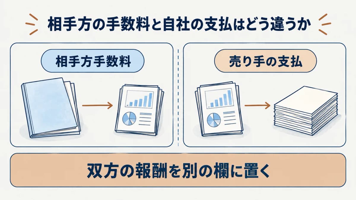 相手方手数料と売り手の支払を別の欄に置く図