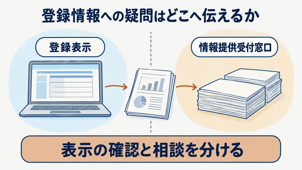 登録表示と情報提供受付窓口の関係を描く図